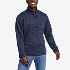 Eddie Bauer Radiator Snap Mockneck Blue Fleece Pullover Jacket Sweater L NEW